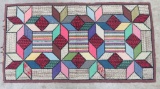 1945 Artist signed Geometric Hand Hooked Rug, 26 1/2