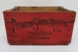 Red wood advertising box, Plymouth Spring Bottling Co, Plymouth Wis