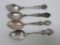 Four Sterling souvenir Spoons, Waukesha Wis and Phantom Lake