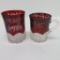 Two early 1900's Ruby Flash Glass Merry Christmas present cups