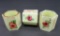 Three hard to find custard glass napkin rings, six sided