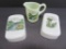 Three Wisconsin Dells souvenir pieces, paperweights and creamer