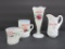 Four pieces of souvenir decorated milk glass from Minnesota