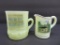 Two Door County Custard Glass souvenir pieces, miniature mug and creamer