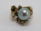 Pearl and Diamond Ring, 14K yellow gold, size 6