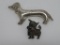 Two dog pins, daschund marked sterling