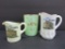 Three Colby Wisconsin custard glass souvenir tumbler and cream pitchers