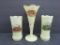 Three High School Custard Glass Souvenir vases