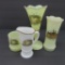 New Holstein and Chilton souvenir custard glass, schools