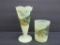 Maiden Rock, Lake Pepin Wis souvenir vase and tumbler, custard glass