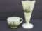 Two Father Marquette custard glass souvenir pieces, cup and vase