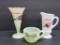 Three Custard glass souvenir items, Wisconsin towns