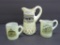 Fabulous old building scene, souvenir custard glass pitchers and mug