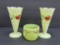 Three custard glass pieces, 6