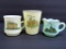 Three North Dakota custard glass souvenirs, buildings