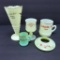 1903 and 1910 Illinois custard glass souvenirs, five pieces