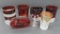 Seven Assorted Ruby flash glasses and paperweight