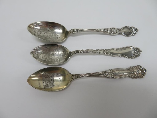 Three Sterling spoons, Wisconsin and MN, Buildings