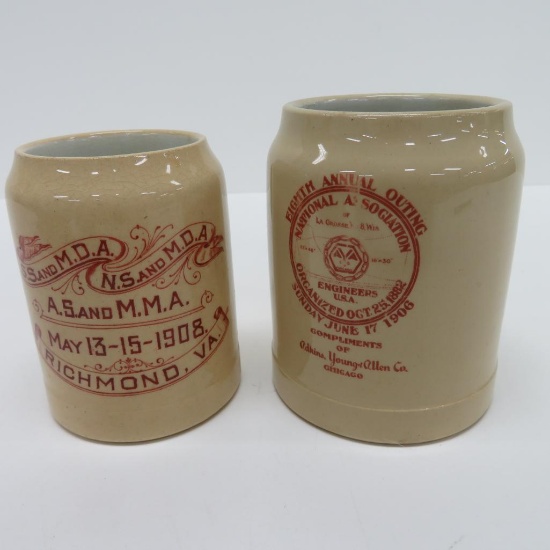 Two Stoneware Engineering Mugs, 1907 and 1908