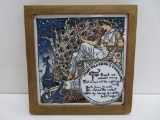 Aetco, Faience Art Tile, woman and peacock, framed 7