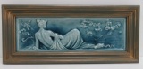 American Encaustic Tile Co. Reclining Nude Art Tile, framed 20 1/2