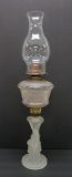 Figural nude base frosted oil lamp, 14