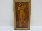 C 1890 Geo Cartlidge Art Tile, woman carrying urn, framed, Hewin & Cotton Co, 13