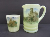 Two Iowa State Penitentiary, Anamosa, custard glass pieces