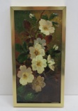 Lovely Floral painted Art Tile, c 1880 Burman Tafts Pottery, 12 1/2