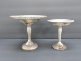 Two Weighted Sterling compotes, International and Crown, 4 1/2