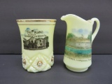 The Alamo and Hancock Springs, custard glass souvenir items