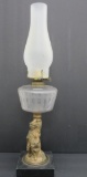 Figural base oil lamp, 22