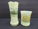 Shipping Dock and Fort Dodge 56th Reg, Custard glass souvenirs, Iowa