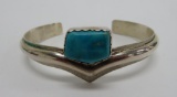 Turquoise Cuff bracelet, marked J Duncan Sterling