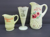 Three Wisconsin Souvenir Custard Glass pieces