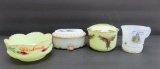 Assorted Wisconsin milk and custard glass souvenirs