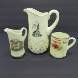 Three Nebraska Custard glass souvenir pieces