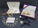 Assorted jewelry lot, beads, necklaces and shoe buckles