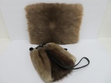 Fur muff and drawstring purse