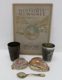 Milwaukee Souvenir Lot, enamel spoon, Historic booklet,cups