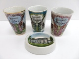 Ohio paperweight and transferware Souvenir Tumblers