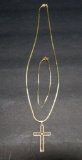 14K Italy marked chain, bracelet and cross