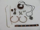 Assorted metal and wood jewelry