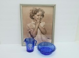 Vintage A & P store premium cobalt Shirley Temple cereal set and print