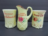 Three Illinois custard glass souvenirs