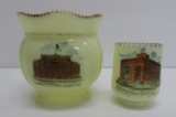 Convention Hall, Kansas and Citizens Bank advertising custard glass