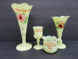 Four Pieces of Minnesota Souvenir Custard Glass