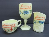 Three Tomahawk Wis souvenir custard glass pieces