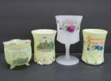 Four Wisconsin Town souvenir pieces, custard and milk glass