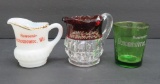 Three early Oconomowoc Wis souvenir creamers and shot glass